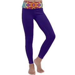 Lila Floral Blume Kids  Lightweight Velour Classic Yoga Leggings by 2607694c