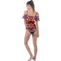 Lila floral blume Frill Detail One Piece Swimsuit View2