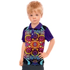 Lila Floral Blume Kids  Polo T-shirt