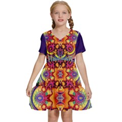 Lila Floral Blume Kids  Short Sleeve Tiered Mini Dress by 2607694c