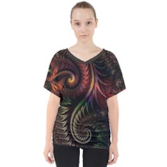 Fractal 1 V-neck Dolman Drape Top by 2607694c