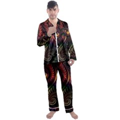 Fractal  Men s Long Sleeve Satin Pajamas Set