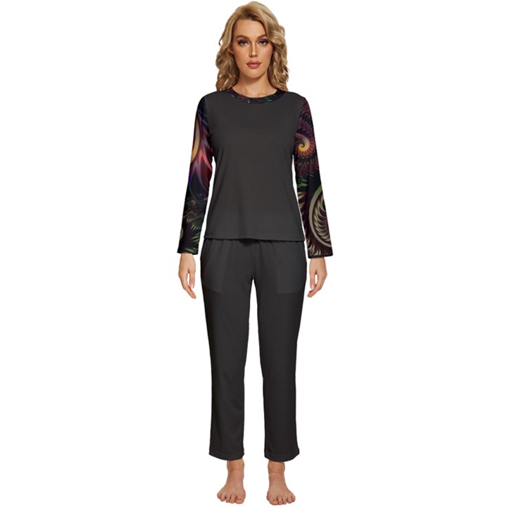 fractal Womens  Long Sleeve Lightweight Pajamas Set