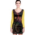 Gelb Fractal Long Sleeve Bodycon Dress View1