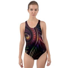 Gelb Fractal Cut-out Back One Piece Swimsuit by 2607694c