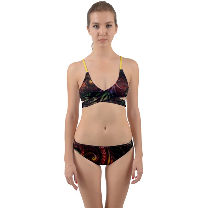 Gelb Fractal Wrap Around Bikini Set