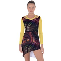 Gelb Fractal Asymmetric Cut-out Shift Dress