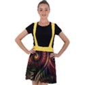 Gelb Fractal Velvet Suspender Skater Skirt View1