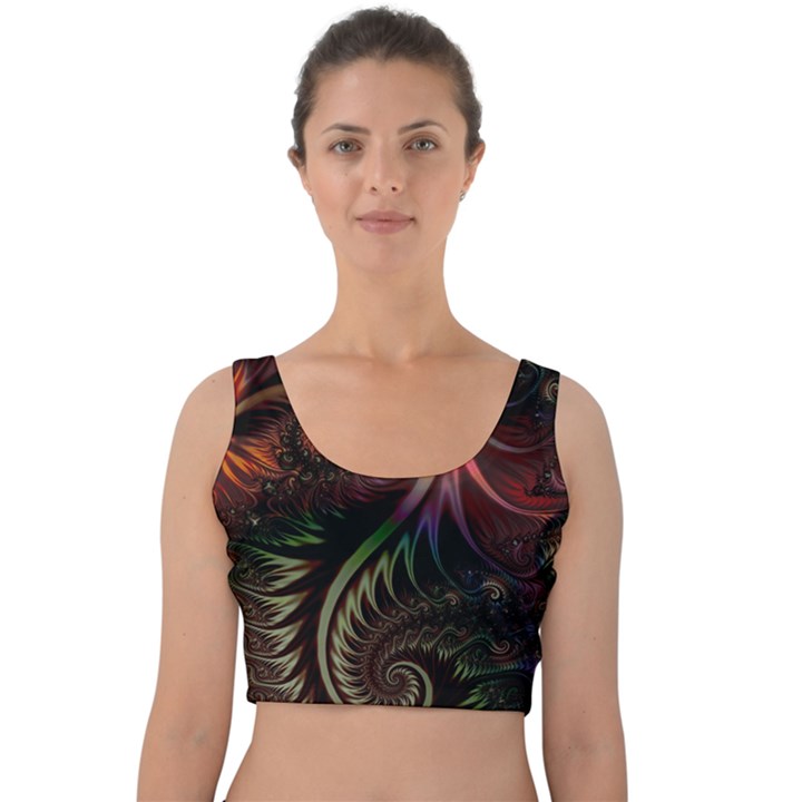 Gelb Fractal Velvet Crop Top