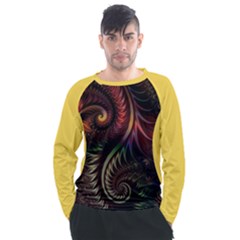 Gelb Fractal Men s Long Sleeve Raglan T-shirt