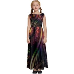 Gelb Fractal Kids  Satin Sleeveless Maxi Dress