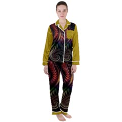 Fractal Women s Long Sleeve Satin Pajamas Set	