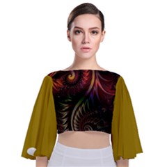 Fractal Tie Back Butterfly Sleeve Chiffon Top