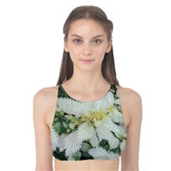 Enchanting Foliage Sharp Edged Leaves In Pale Yellow And Silver Bk Tank Bikini Top by dflcprintsclothing