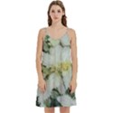 Enchanting Foliage Sharp Edged Leaves In Pale Yellow And Silver Bk Mini Camis Dress With Pockets View1