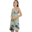 Enchanting Foliage Sharp Edged Leaves In Pale Yellow And Silver Bk Mini Camis Dress With Pockets View2