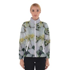 Enchanting Foliage Sharp Edged Leaves In Pale Yellow And Silver Bk Women s Bomber Jacket by dflcprintsclothing