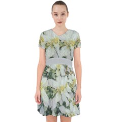 Enchanting Foliage Sharp Edged Leaves In Pale Yellow And Silver Bk Adorable In Chiffon Dress by dflcprintsclothing