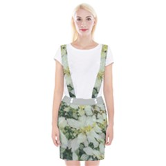 Enchanting Foliage Sharp Edged Leaves In Pale Yellow And Silver Bk Braces Suspender Skirt by dflcprintsclothing