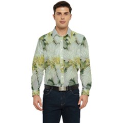 Enchanting Foliage Sharp Edged Leaves In Pale Yellow And Silver Bk Men s Long Sleeve Shirt by dflcprintsclothing