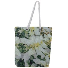 Enchanting Foliage Sharp Edged Leaves In Pale Yellow And Silver Bk Full Print Rope Handle Tote (large) by dflcprintsclothing