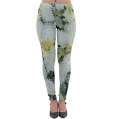 Enchanting Foliage Sharp Edged Leaves In Pale Yellow And Silver Bk Lightweight Velour Leggings by dflcprintsclothing