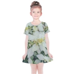 Enchanting Foliage Sharp Edged Leaves In Pale Yellow And Silver Bk Kids  Simple Cotton Dress by dflcprintsclothing