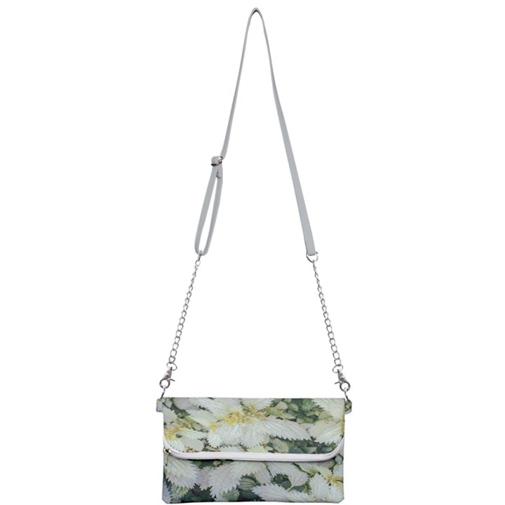 Enchanting Foliage Sharp Edged Leaves In Pale Yellow And Silver Bk Mini Crossbody Handbag