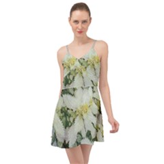 Enchanting Foliage Sharp Edged Leaves In Pale Yellow And Silver Bk Summer Time Chiffon Dress by dflcprintsclothing