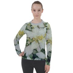 Enchanting Foliage Sharp Edged Leaves In Pale Yellow And Silver Bk Women s Pique Long Sleeve T-shirt