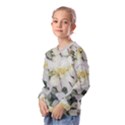 Enchanting Foliage Sharp Edged Leaves In Pale Yellow And Silver Bk Kids  Long Sleeve T-Shirt with Frill  View2