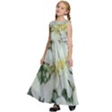 Enchanting Foliage Sharp Edged Leaves In Pale Yellow And Silver Bk Kids  Satin Sleeveless Maxi Dress View2