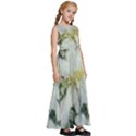 Enchanting Foliage Sharp Edged Leaves In Pale Yellow And Silver Bk Kids  Satin Sleeveless Maxi Dress View3