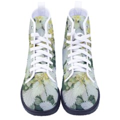 Enchanting Foliage Sharp Edged Leaves In Pale Yellow And Silver Bk Kid s High-top Canvas Sneakers by dflcprintsclothing