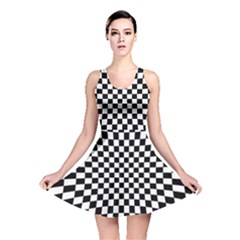 Illusion Checkerboard Black And White Pattern Reversible Skater Dress by Ravend