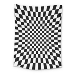 Illusion Checkerboard Black And White Pattern Medium Tapestry