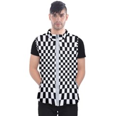 Illusion Checkerboard Black And White Pattern Men s Puffer Vest