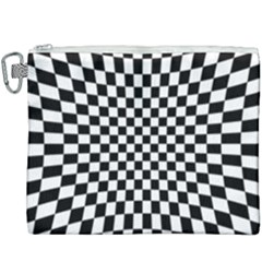 Illusion Checkerboard Black And White Pattern Canvas Cosmetic Bag (xxxl) by Ravend