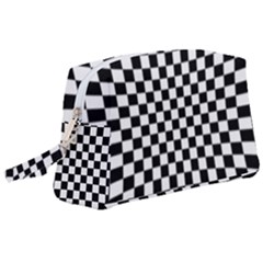 Illusion Checkerboard Black And White Pattern Wristlet Pouch Bag (large) by Ravend