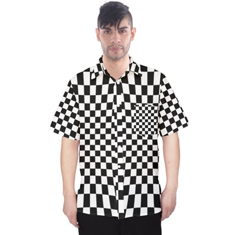 Illusion Checkerboard Black And White Pattern Men s Hawaii Shirt by Ravend