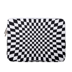 Illusion Checkerboard Black And White Pattern 13  Vertical Laptop Sleeve Case With Pocket by Ravend