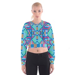 Checkerboard Square Abstract Cropped Sweatshirt