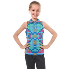 Checkerboard Square Abstract Kids  Sleeveless Polo T-shirt