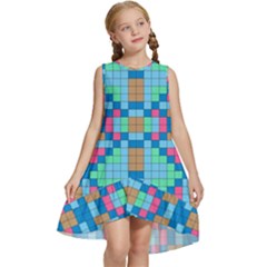 Checkerboard Square Abstract Kids  Frill Swing Dress by Ravend