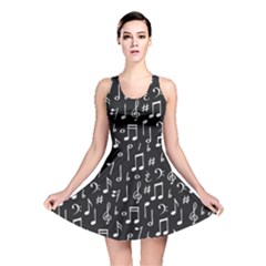 Chalk Music Notes Signs Seamless Pattern Reversible Skater Dress by Ravend