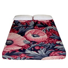 Vintage Floral Poppies Fitted Sheet (california King Size) by Grandong