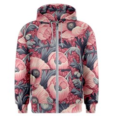 Vintage Floral Poppies Men s Zipper Hoodie by Grandong