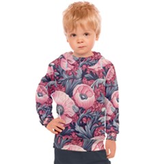 Vintage Floral Poppies Kids  Hooded Pullover by Grandong