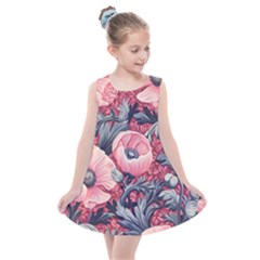 Vintage Floral Poppies Kids  Summer Dress by Grandong