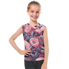 Vintage Floral Poppies Kids  Mesh Tank Top by Grandong